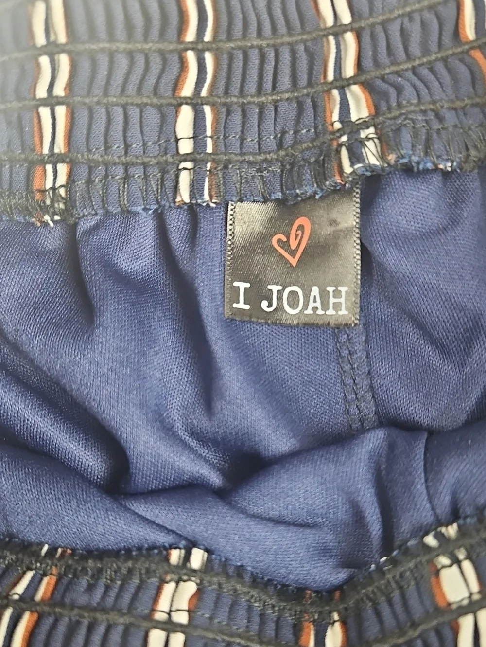 I Joah Navy Blue Striped High-Waist Tie Shorts Casual Coastal Retro Preppy, L